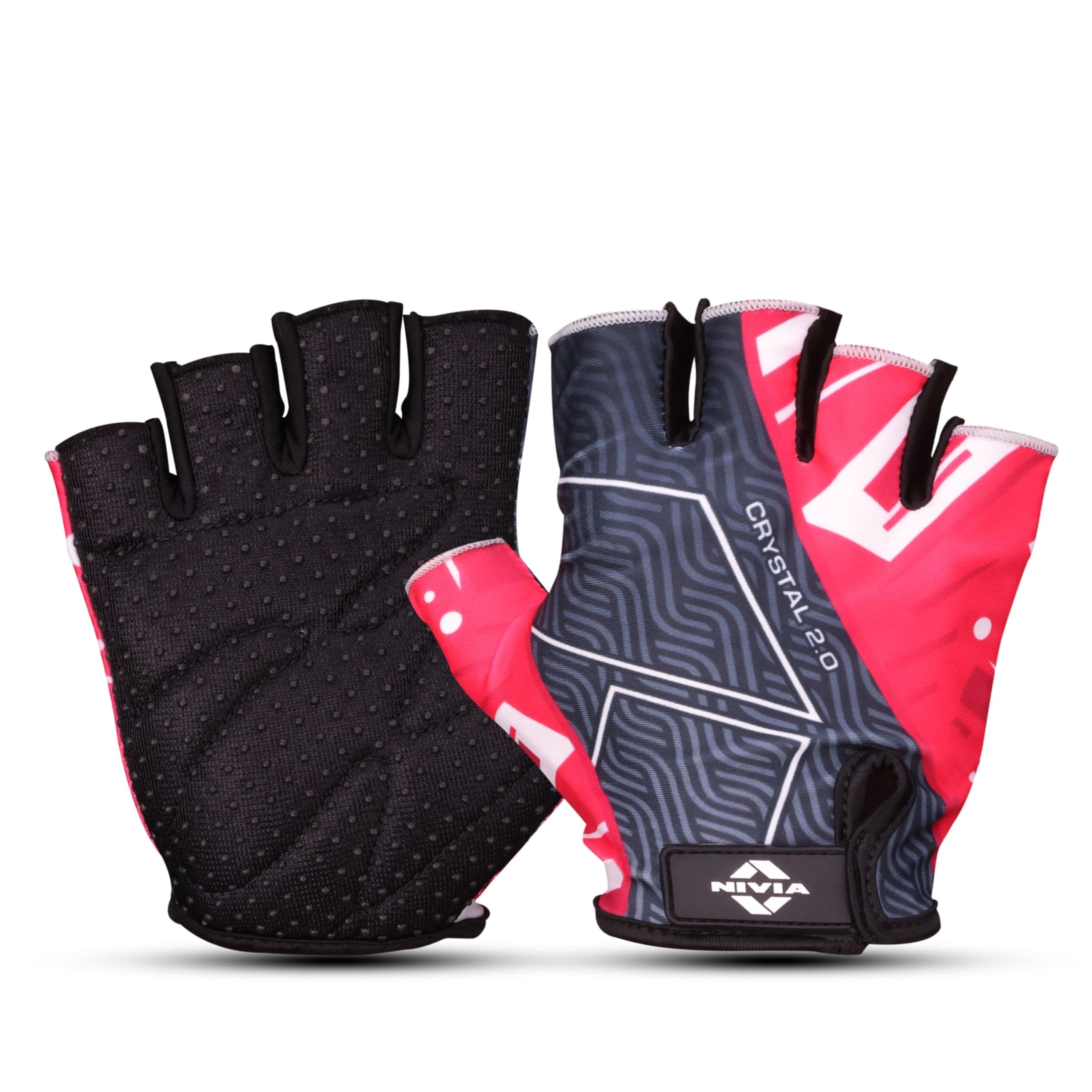 Nivia Crystal 2.0 Gym Gloves for Men & Women, Dotted Padded Palm with Breathable Fabric & Stretch Gussets Between Fingers, Ideal for Cycling, Crossfit, Weightlifting & Fitness Workouts (Pink, S)