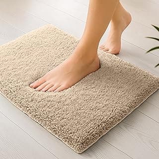 enera Microfibre Bathmat | Soft & Absorbent 1700 GSM Rug | Non-Slip Latex Backing | Quick Dry, Washable Multipurpose Floor Mat for Bathroom, Bedroom, Kitchen & Home (STELLO) (Taupe, 40x60)