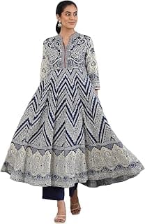 BIBA Printed Cotton A-Line Casual Kurta With Palazzos