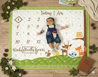 NEW COMERS® Milestone Baby Blanket for All Season, Multiuse Cotton Blanket & Prop for Summer/Winter/Ac Room, Blankets for Kids/New Born Monthly Photoshoot, Thread Count (80/153) 135x115x2cm | 501