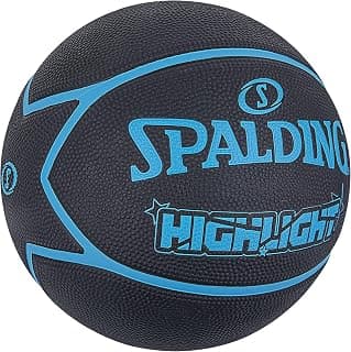 Spalding Highlight 29.5" Rubber Moulded Indoor/Outdoor Basketball with Butyl Bladder + Free Air Pin (Sky Blue-Black) Size 7