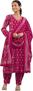 Libas Printed Cotton A-Line Kurta With Salwar and Dupatta