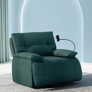 The Sleep Company Luxe Grande Recliner Sofa | Non-Revolving| Patented SmartGRID Technology | 1 Seater | Premium Upholstery | Built-in Mobile Holder | Wireless Charging | Free Installation | Green
