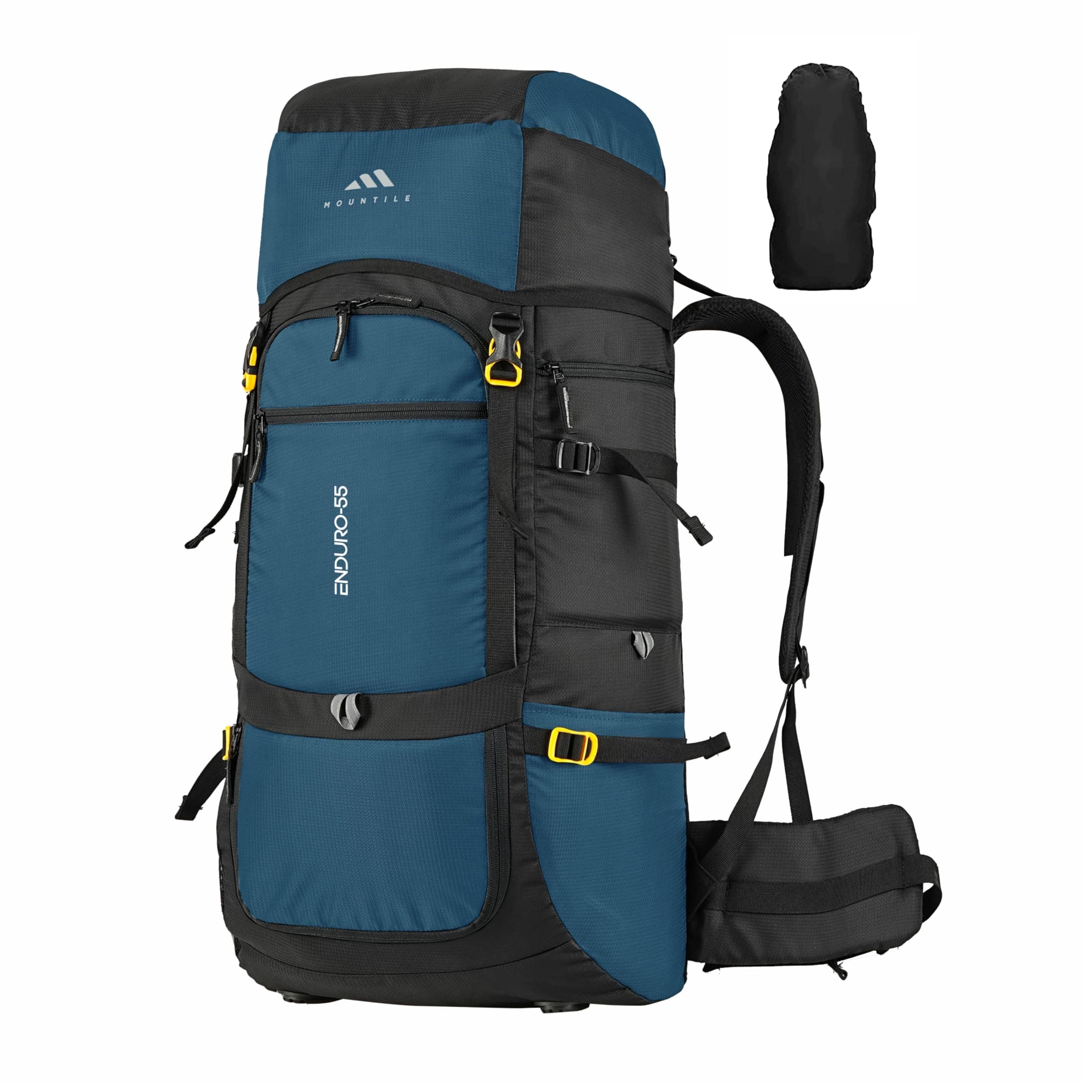 MOUNTILE ENDURO 55L Travel Backpack with Water Proof Rain Cover, Shoe Compartment - Camping Hiking Rucksack Trekking Bag - MTL05