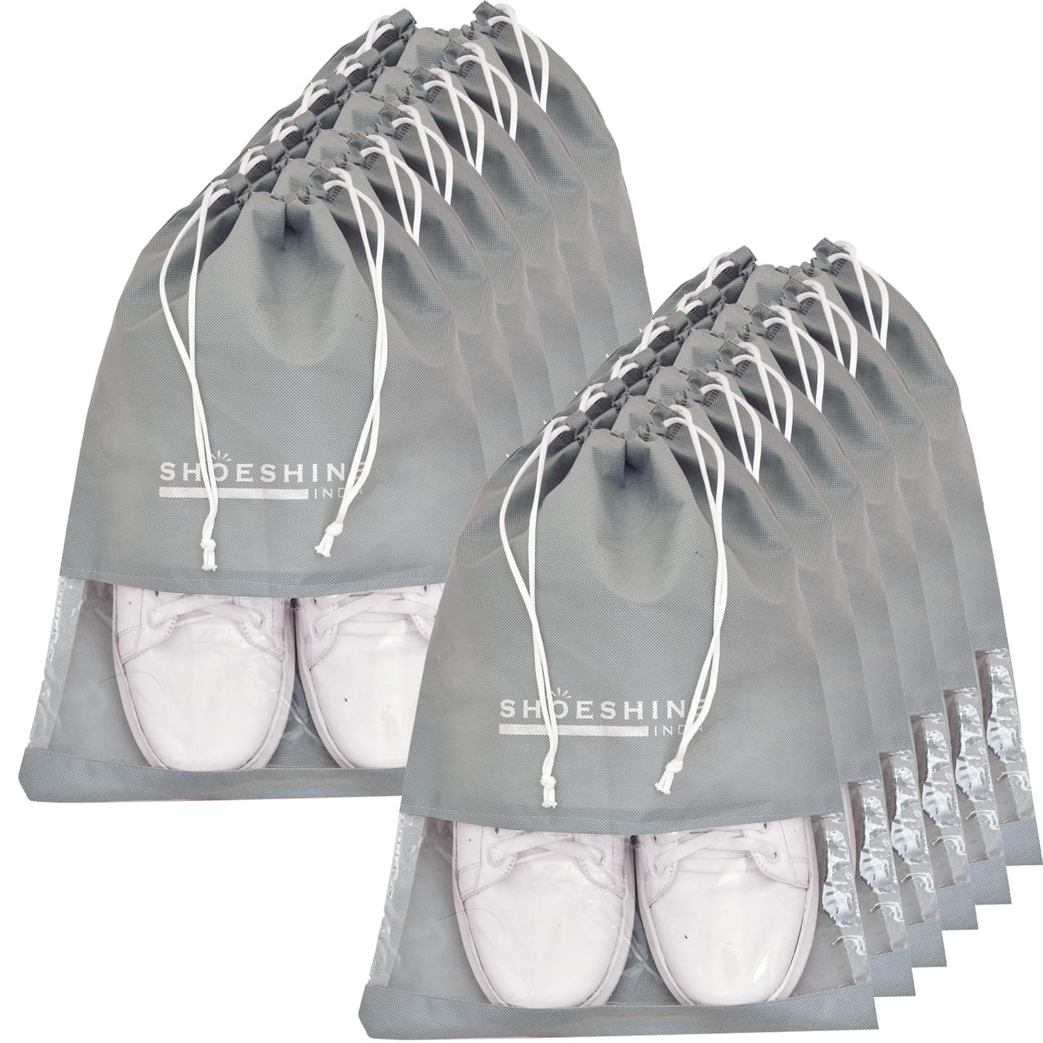 SHOESHINE Shoe Bag for Storage Shoes for Men and Women Travel Essentials Shoe Cover and Shoe Bags Pouches Transparent Shoe Bag for Travel or Accessories - Pack of 12 Shoe Pouch