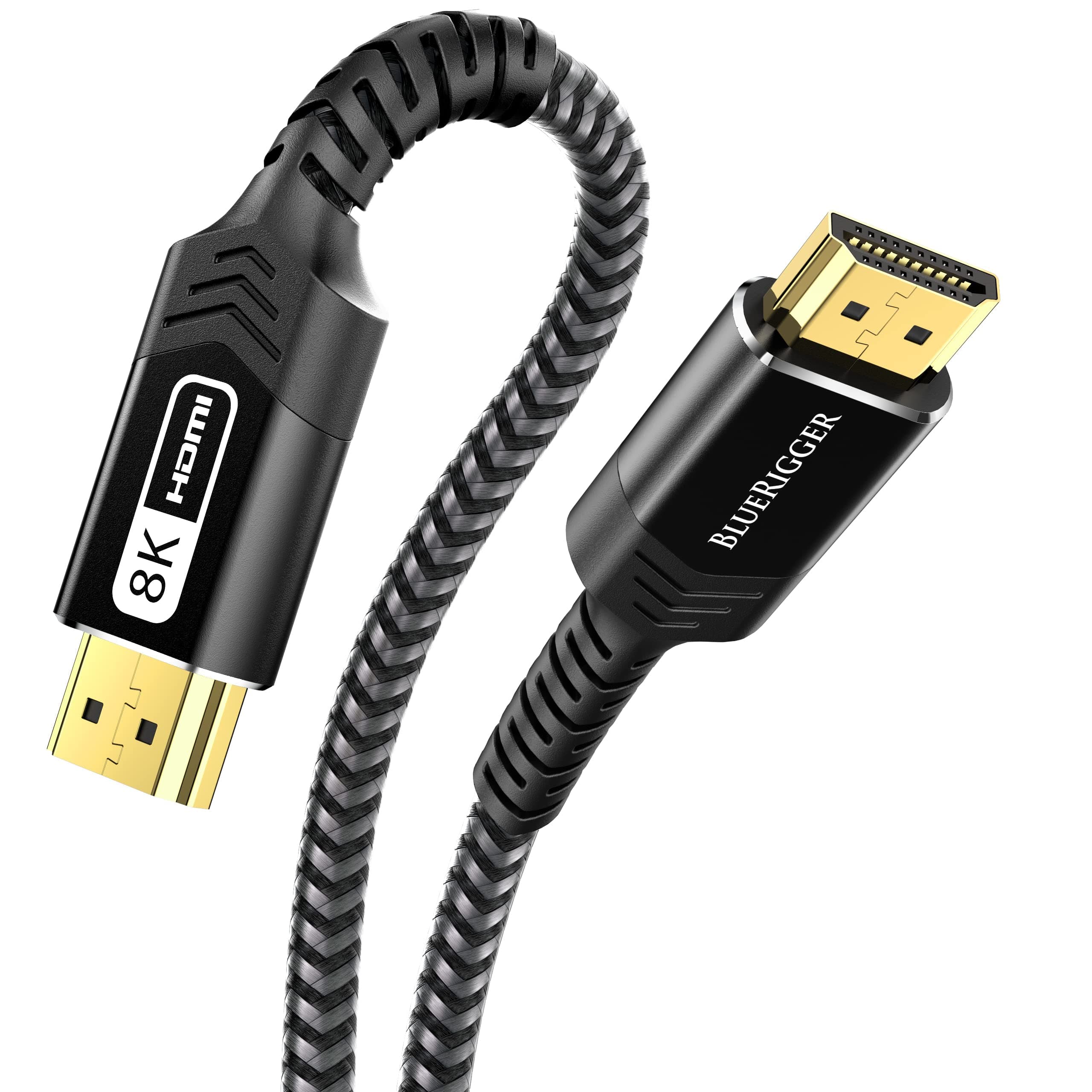 BlueRigger 10K 8K HDMI Cable - 25FT (8K 60Hz Ultra HD, 48Gbps High Speed, eARC, HDR10, 4:4:4, HDCP 2.3) - Compatible with Game Consoles, HDTV, Apple TV, Monitor, Blu-Ray