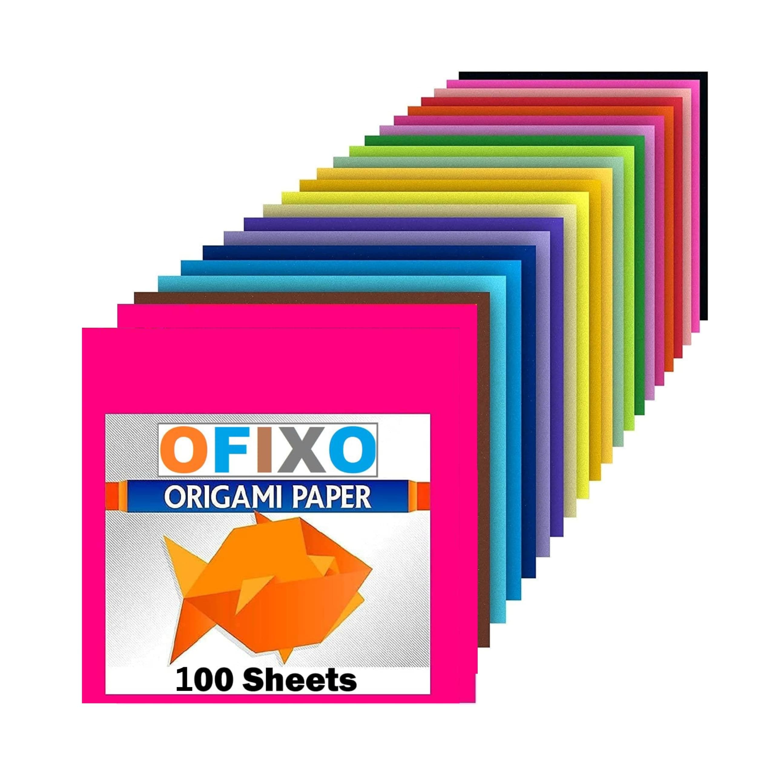 OFIXO 100pcs DIY Square Origami Paper Double Sides Solid Color Folding Paper Multicolor Kids Handmade Scrapbooking Craft Accessories Unruled 15 * 15 Origami Paper (Set of 5, Multicolor)