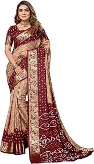 HEMA SILK MILLS Cotton Silk Bandhani Printed Festive Saree with Un-stitched Blouse Piece for Women