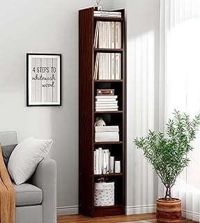 Enigmatic Woodworks Wooden Large Open Bookshelf Multipurpose for Home Rack Showcase Organizer for Living Room I Study Room I 7-Tier I Finish-Suede DIY (Wenge) 33 * 24 * 182cm