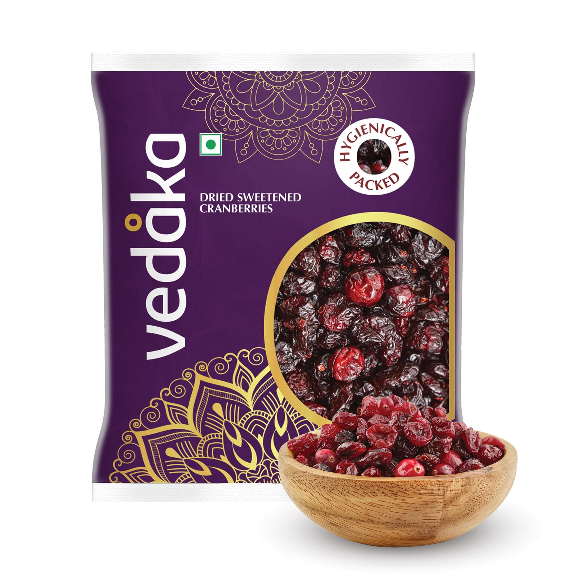 Amazon Brand - Vedaka Dried Sweetened Cranberries | 500 Gram | Whole | Tasty Snack For Kids & Adults | Quality Berries