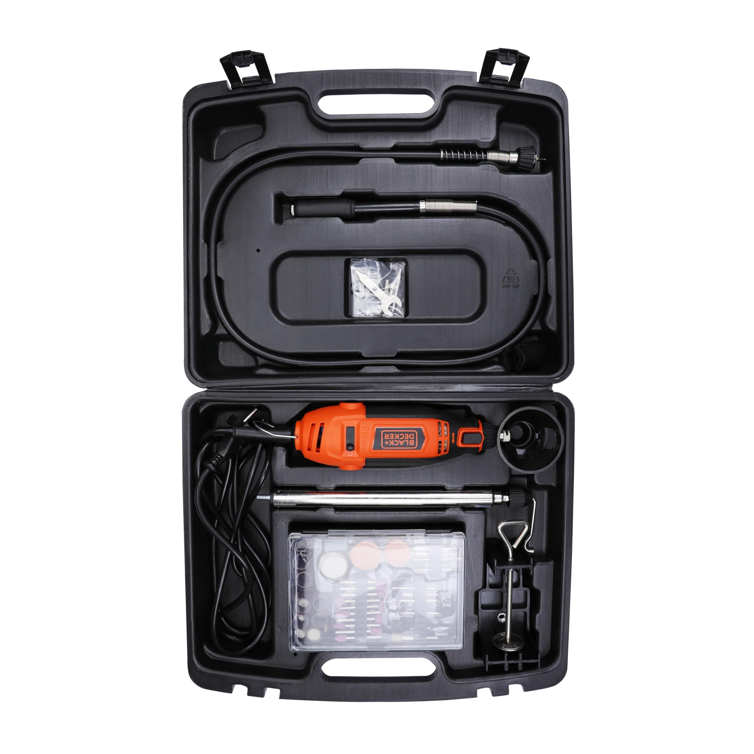BLACK+DECKER RT18KA-IN 180W CORDED Electric Rotary Tool with 114 pc Accessory Kit Box, 0-38000 RPM, Ideal for Grinding, Polishing, Engraving & Carving