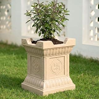 Eha Earth-Friendly Brindavan Tulsi Pots for Home Big Size | 17 inch, Pack of 1 | Heavy Duty Tulasi Pot Made with Rice Husk & Bamboo Biocomposite | UV Protected Plant Pots | Tulasi Kota Set | Sand Dune