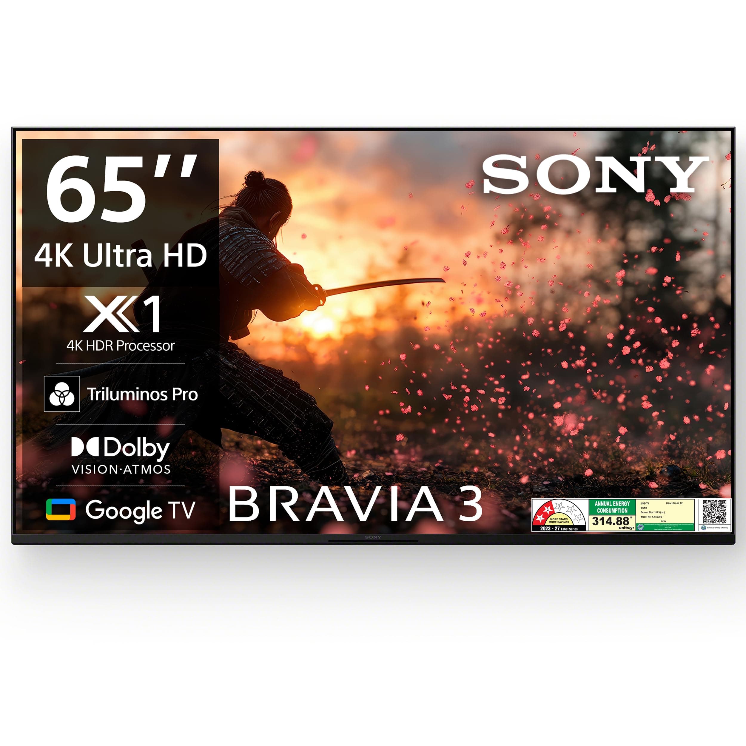 Sony BRAVIA 3 Series 164 cm (65 inches) 4K Ultra HD AI Smart LED Google TV K-65S30B (Black)