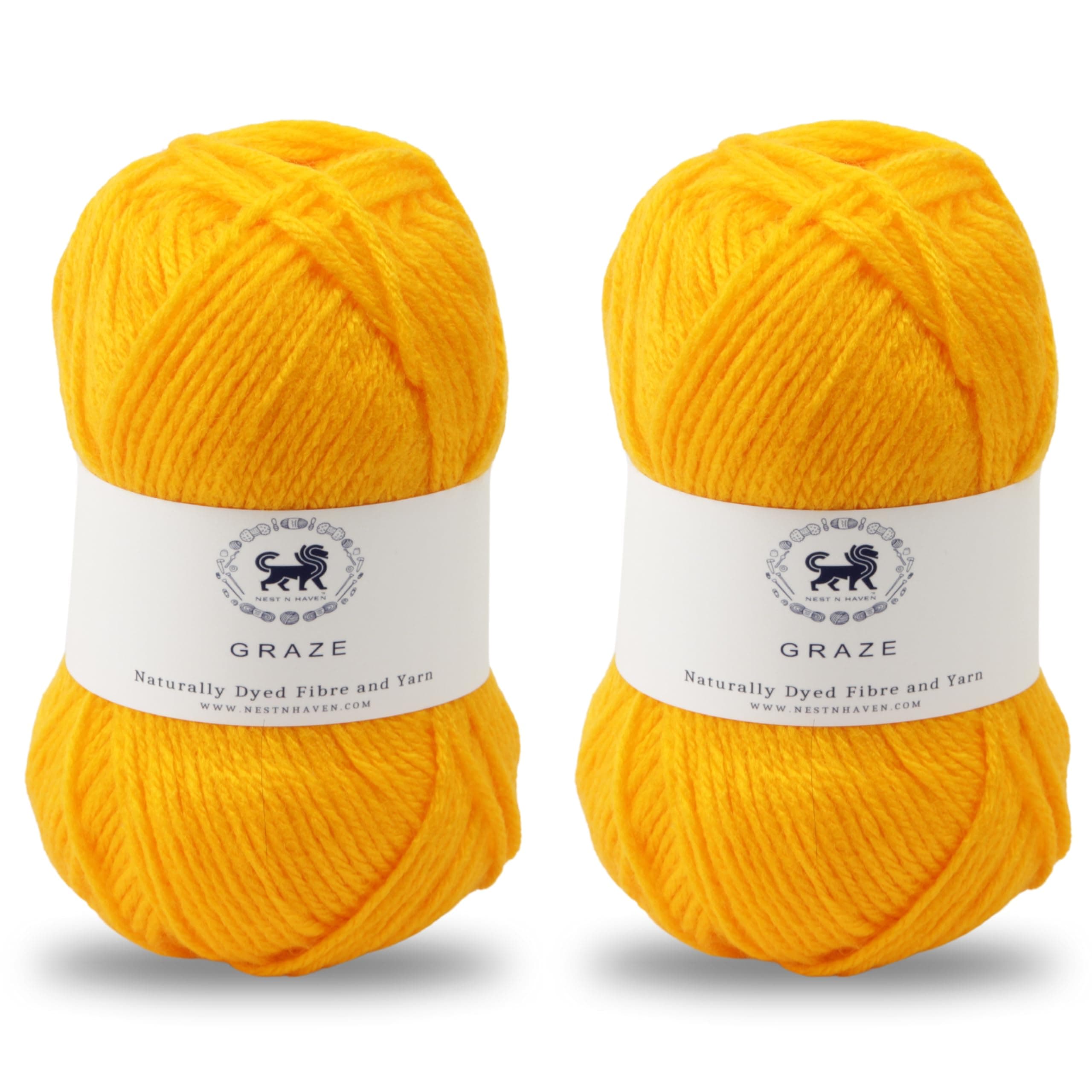 Nestnhaven Acrowools Graze Hand Knitting and Crochet Yarn 200 Grams Pack of 2 Balls - 100gms Each Shade no - NNHG007 (Sunset Yellow/Dark Yellow)