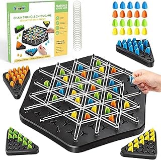 Kidology Chain Triangle Chess Game Triggle Rubber Band Game For Kids & Adults, Fun Family Board Game, Brain Teaser Puzzle, Interactive Chess Set For 2-4 Players, Multicolour