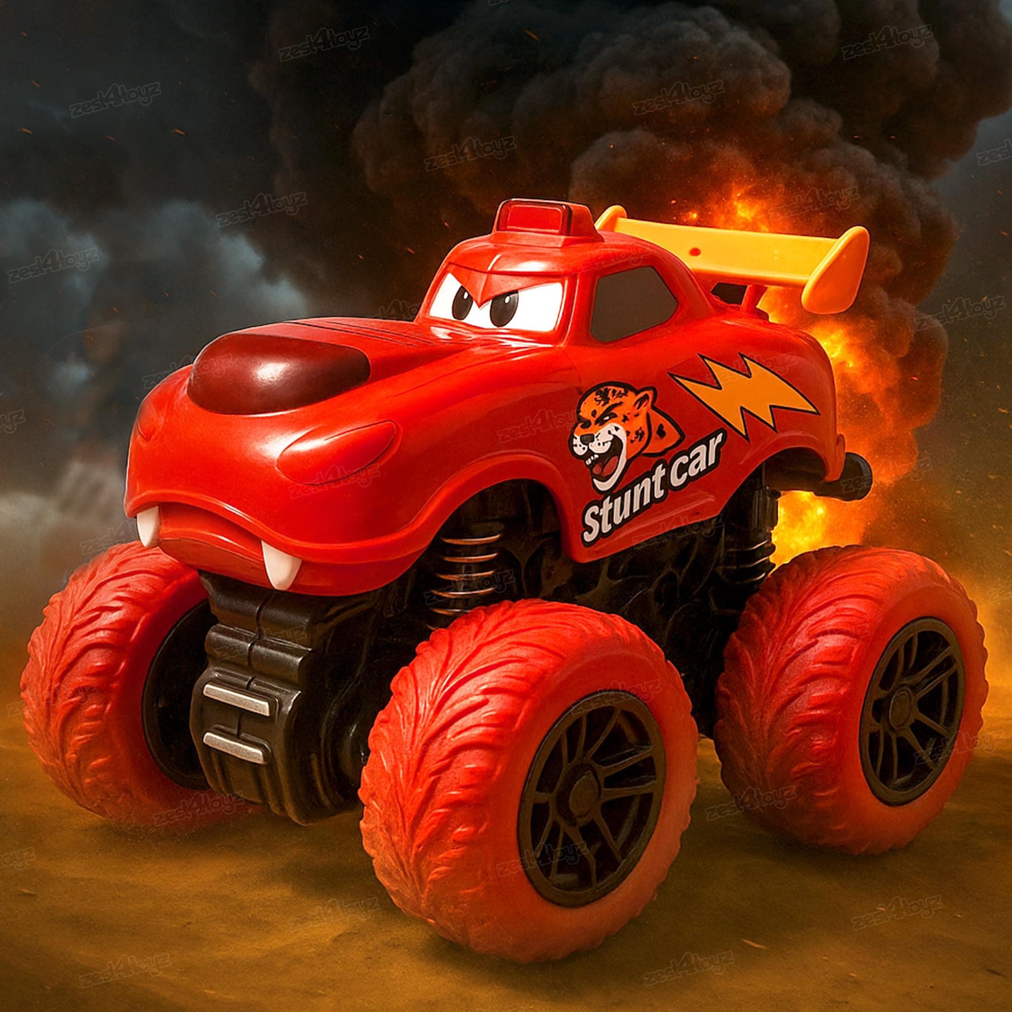 Zest 4 Toyz Monster Truck 4WD Friction Powered Toy | 4x4 360° Stunt Car | Pullback Action Durable High-Density Alloy Plastic | Educational Gift Toys for Boys Girls 3-7 Years - Assorted