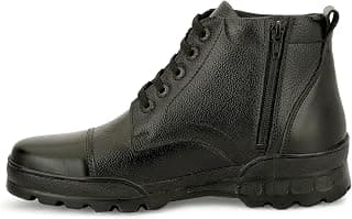Generic SVPANTHER Men's Side Zip Ankle Leather Boots for Police, Commando NCC, Military, Army