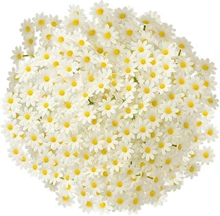 Artificial Mini Daisy Heads – Pack of 50, White Silk Daisy Flowers for DIY Crafts, Flowers for Hair Styling, Home Office Décor, Bouquets, Scrapbooking & Party Decorations (50)