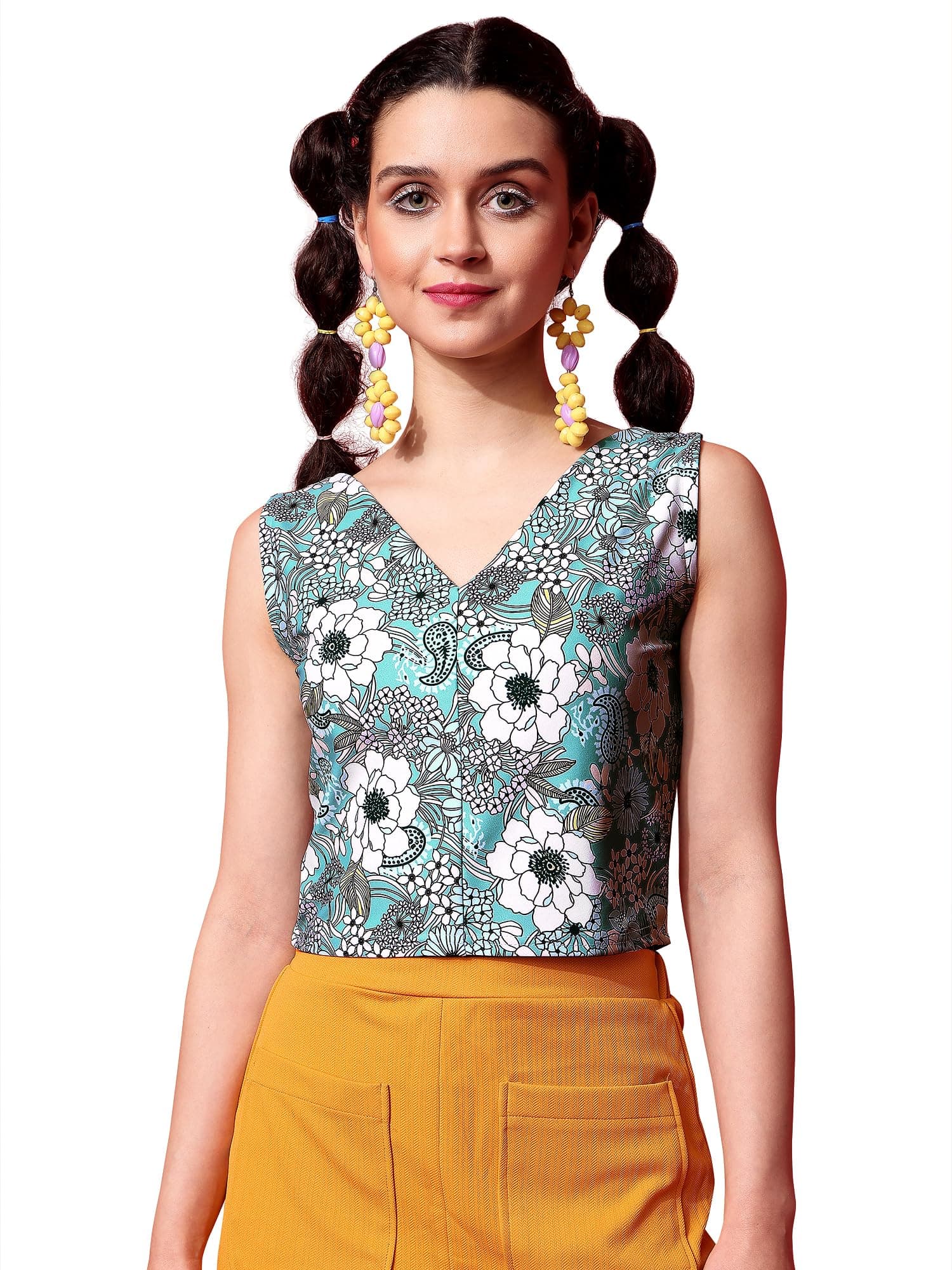 PURVAJA Women's Polyester Floral Relaxed Fit Shirt