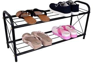 D&V Engineering 2-Tier Metal Shoe Rack for Home | Durable Steel Shoe Organizer & Footwear Stand for Entryway, Closet & Bedroom | Holds 6 Pairs, Rust-Proof, Easy Assembly | 67 x 20.5 x 32.5 cm