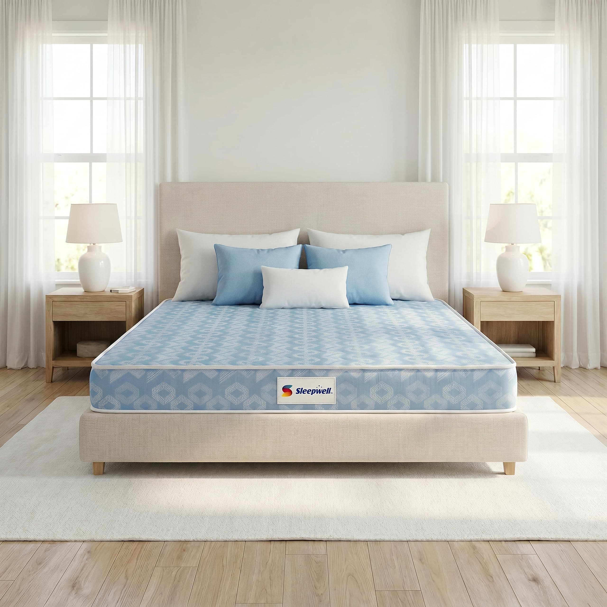 Sleepwell Ortho Mattress | King Size 72x72x6 Inch | Medium Firm Orthopedic Spine Support | Pressure Point Relief | Resitec Foam with VPF | Neem Fresche Anti-Microbial | 10 Years Warranty