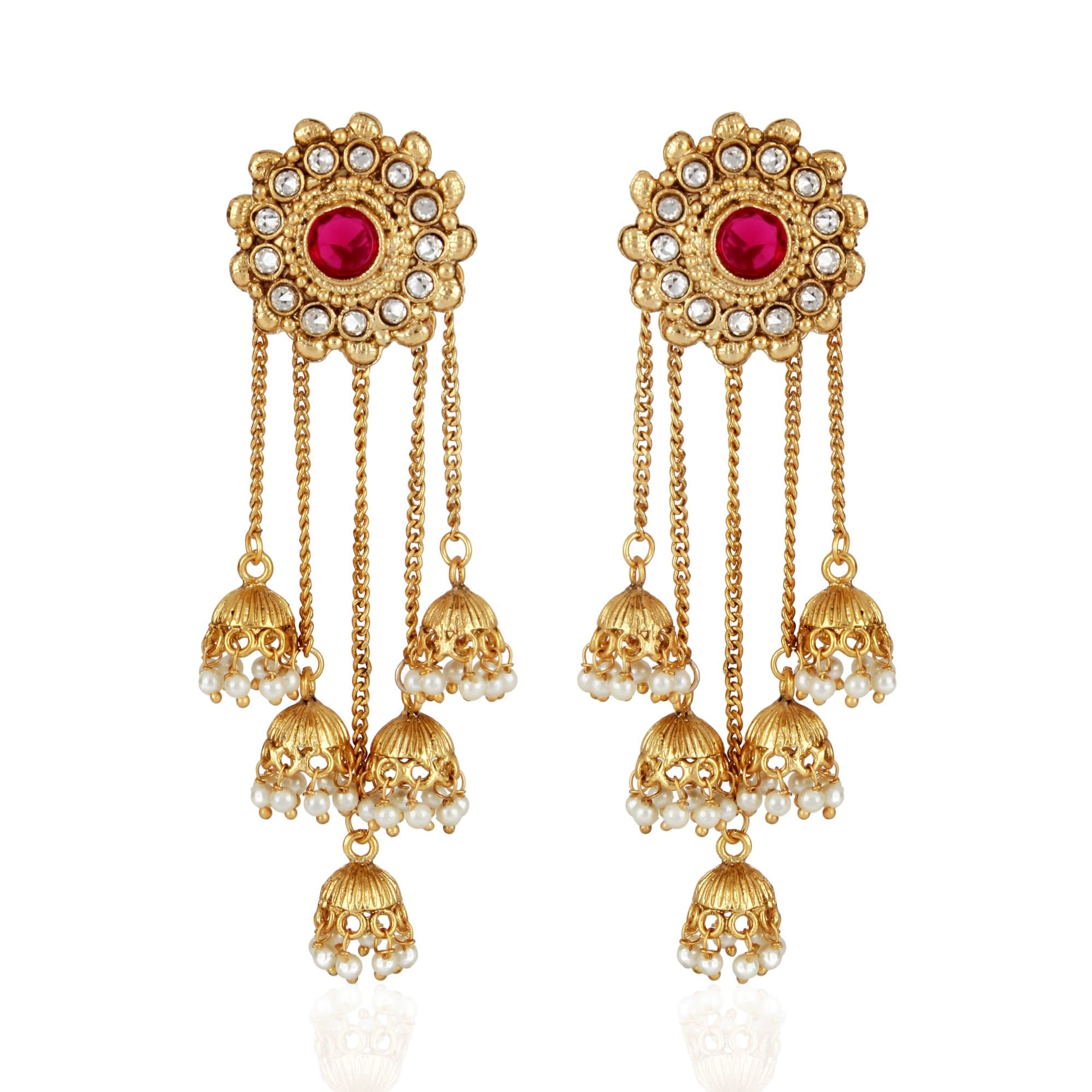 Shining Diva Fashion Gold Plated Stylish Pearl Jhumka Jhumki Traditional Earrings for Women and Girls (Golden)(8460er)