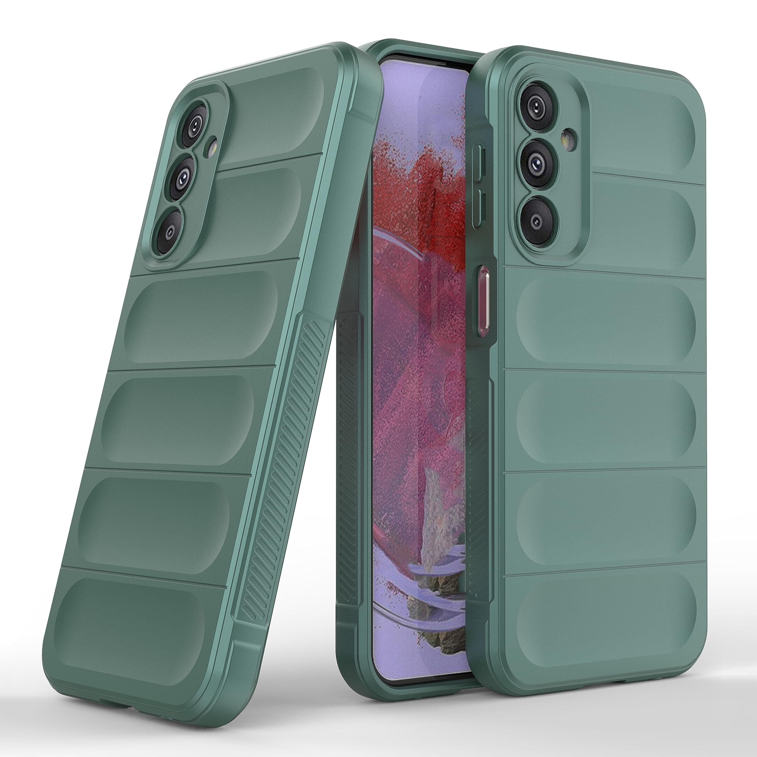 amazon basics Back Case Cover for Samsung Galaxy F34 5G | Compatible for Samsung Galaxy F34 5G Back Case Cover | Liquid Silicon Magic Case with Camera Protection | DarkGreen