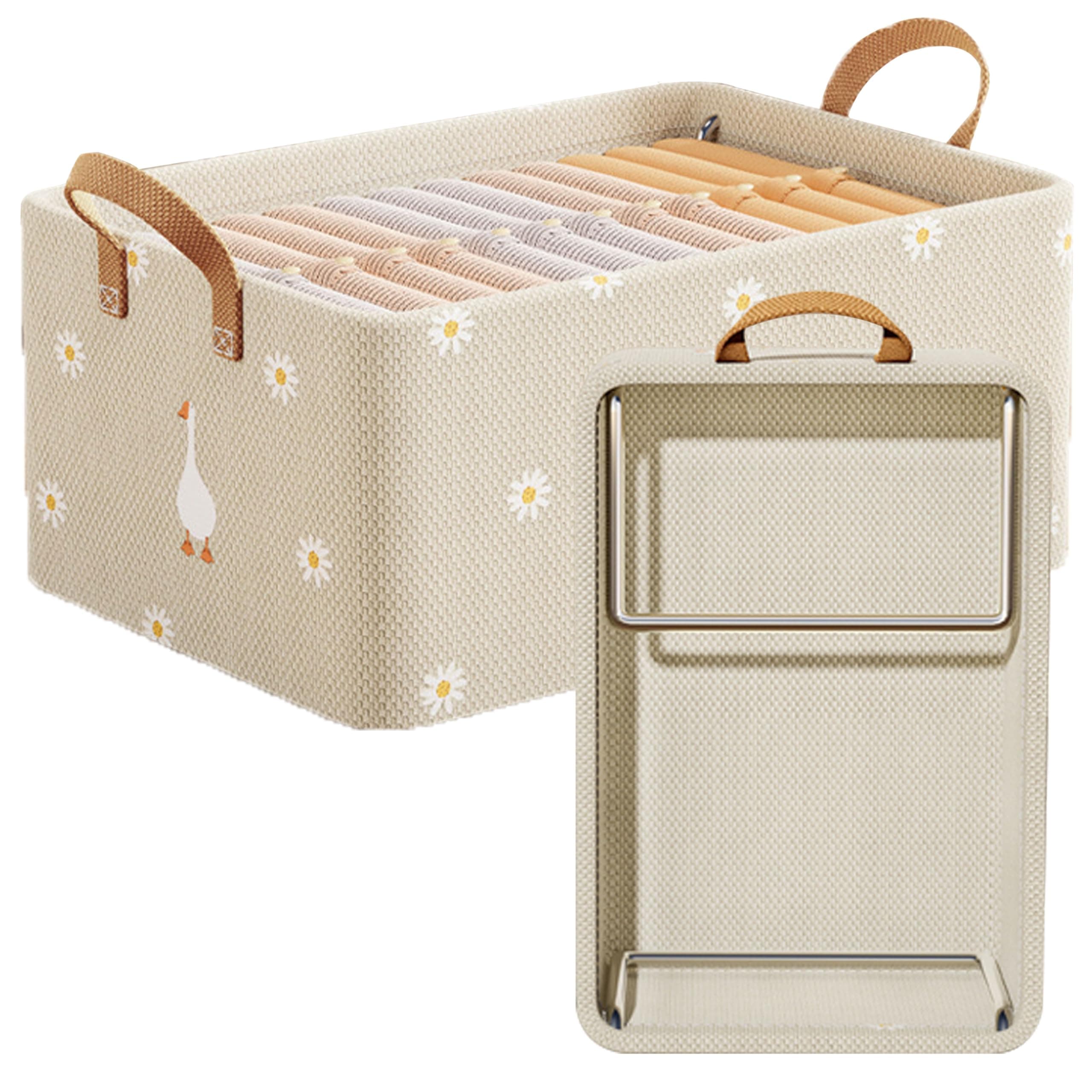 Kraptick Storage Bag for Clothes, Cloth Organiser for Storage, Under Bed Storage Bag, Wardrobe Bags for Clothes Storage (Beige) (47cmX28cmX20cm)-25L (DMFP633)