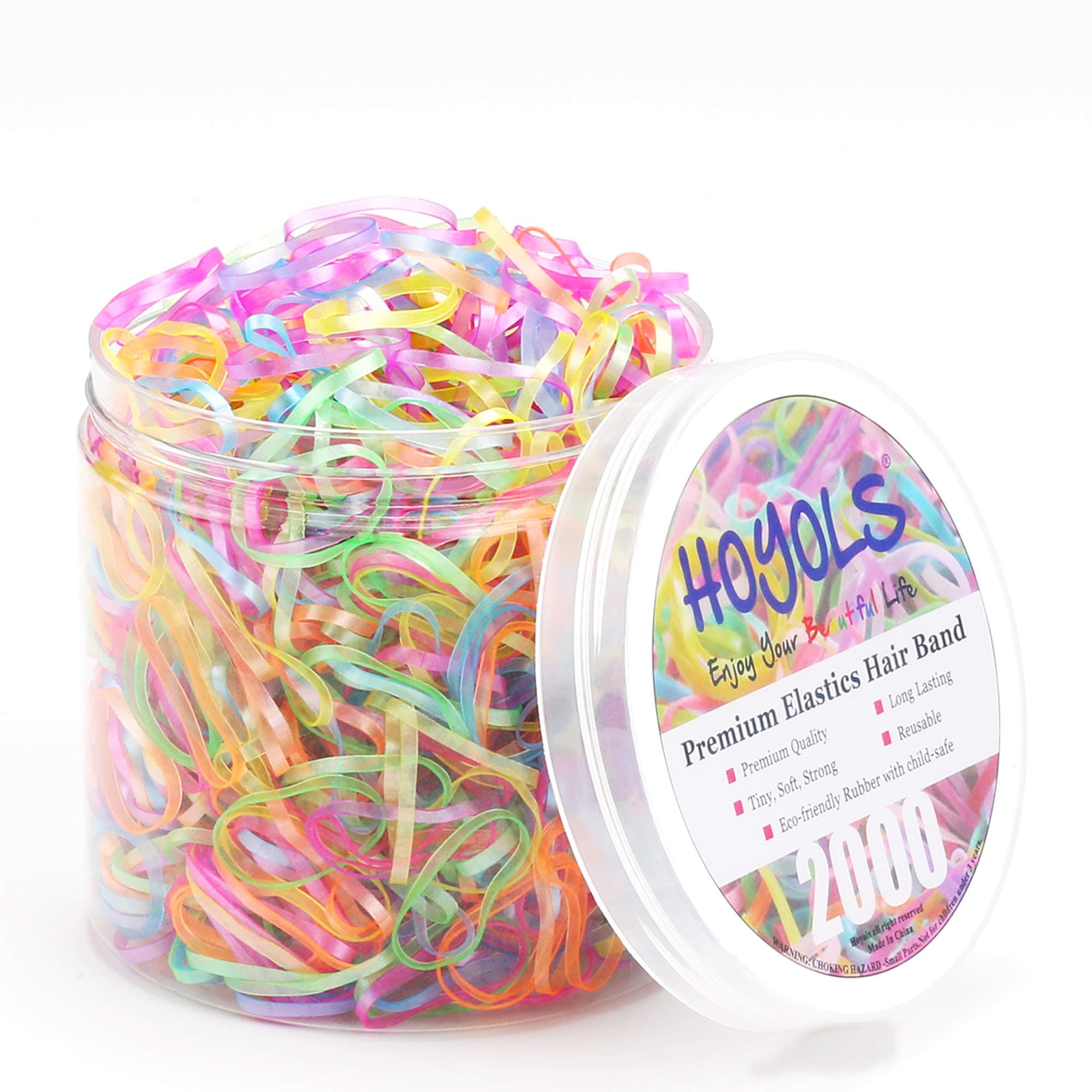 Hoyols Toddler Elastic Hair Ties Small Mini Color Rubber Bands for Baby Girls Kids 2000pcs Bulk