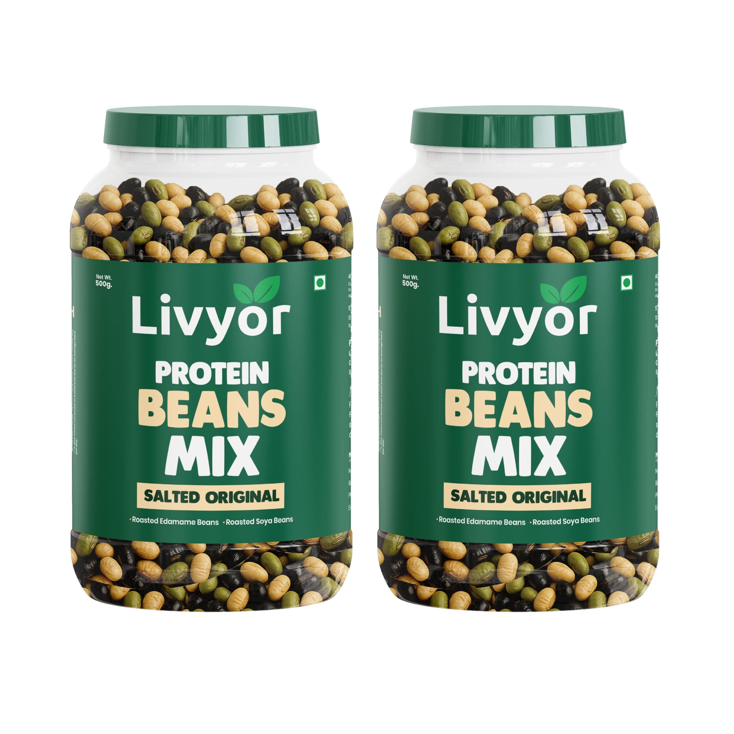 Livyor Roasted Protein Beans Mix - 1kg | SoyaBeans | Edamame beans | Black Beans | Roasted Not fried | Healthy and Tasty snack | No Added Sugar | No preservatives | Pack of 1