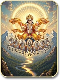SAF Divine Surya Dev Wall Art with Table Top Stand & Wall Hanging Hole | Premium MDF Sun God 7 Horses Vastu Painting for Living Room Office Home Decor Gift