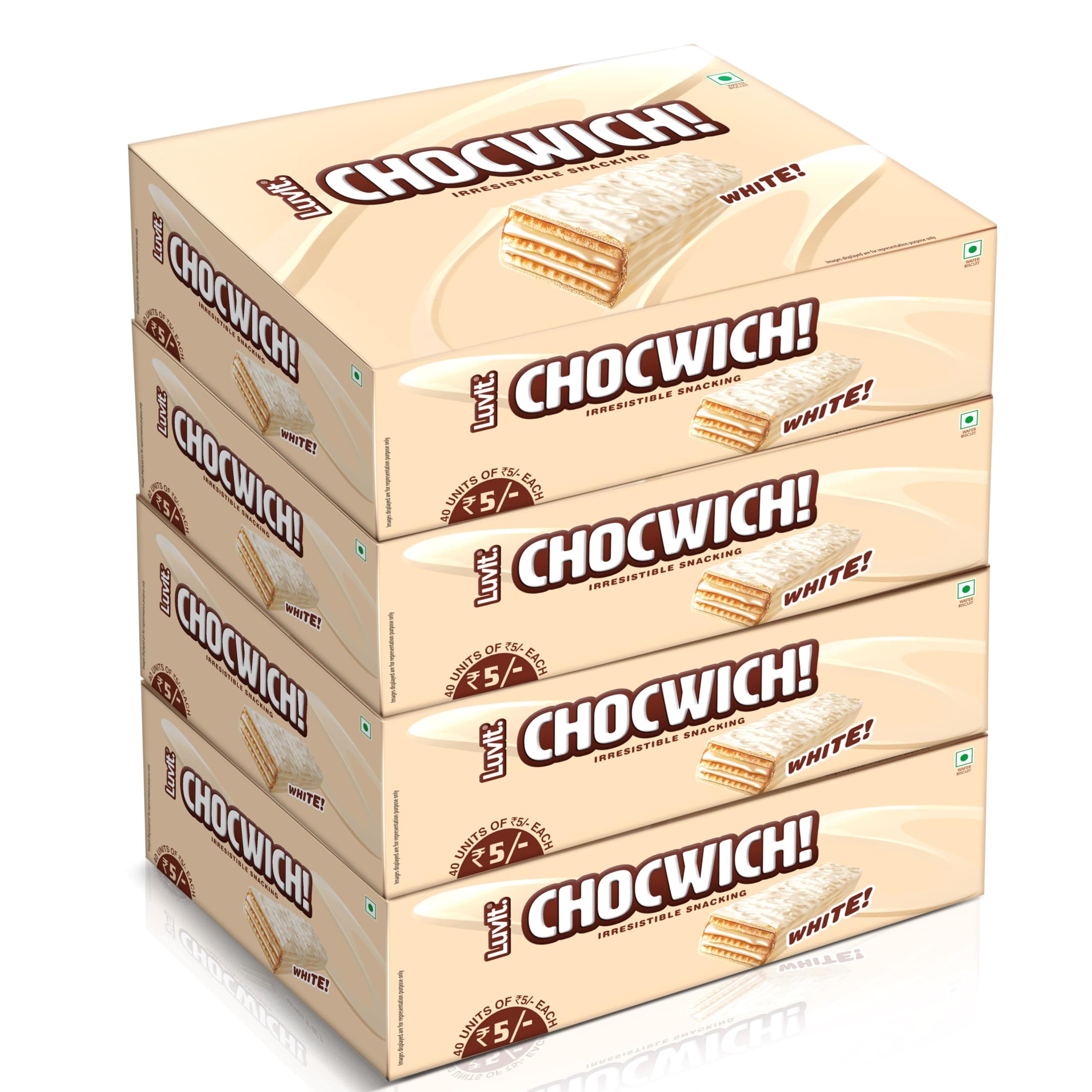 LuvIt. Chocwich White Crispy Wafer Chocolates | Crunchy & Delicious | Bars (4 x 400 g)