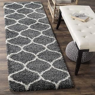 Home Furnishing Modern Shaggy Carpets and Rugs for Hall, Offices, Kitchens, Bedroom, Living Room and Cabins, 2x6 feet Grey Ivory
