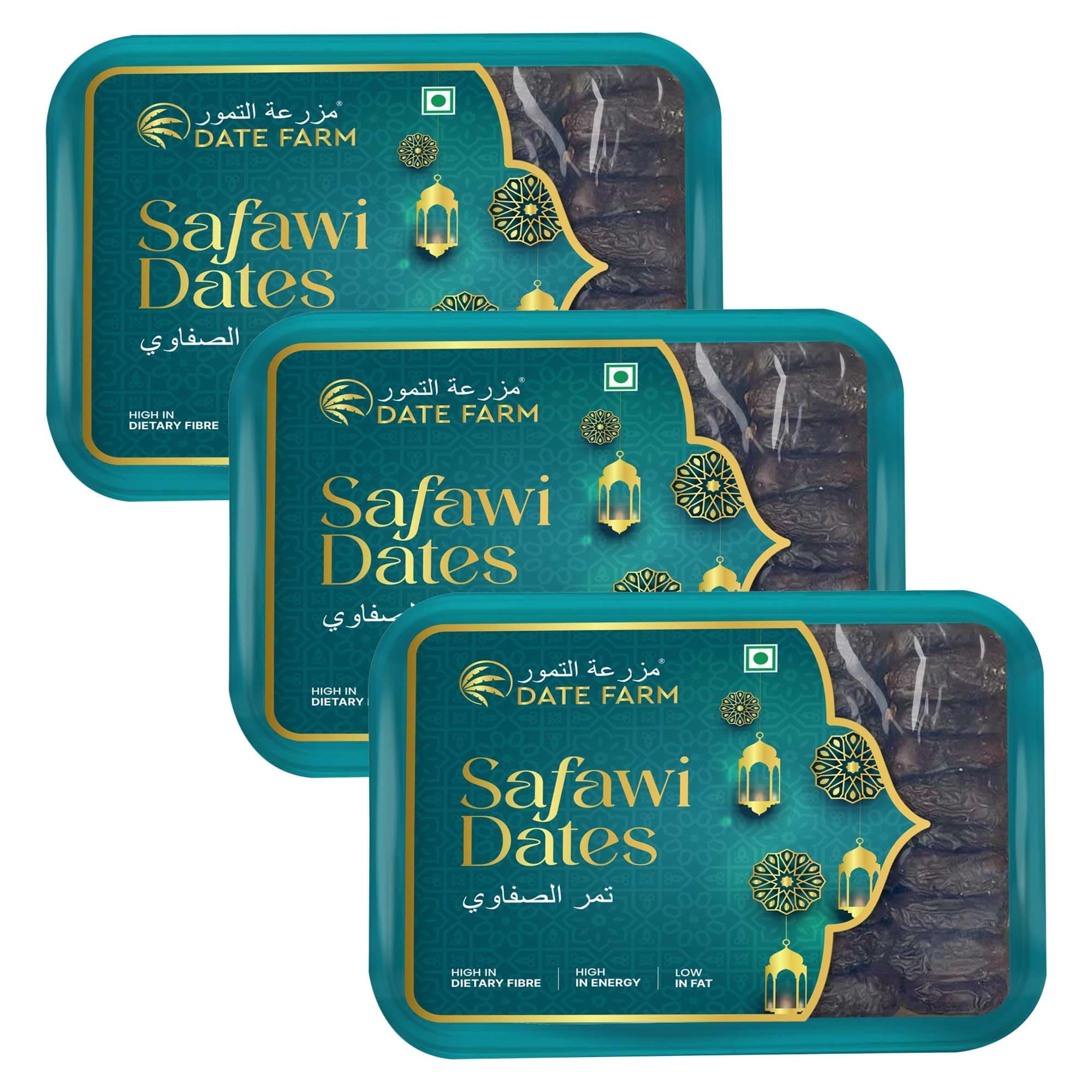 Date Farm Safawi Dates- Premium Wet Arabian Dates, Soft, Juicy, Naturally Sweet & Healthy, Boosts Immunity, Gluten Free- 400g Pack of 3
