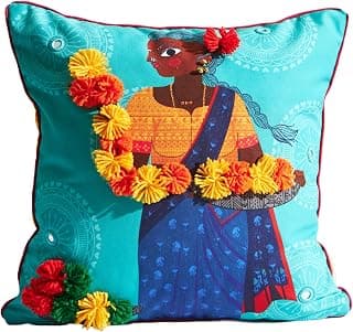 Chumbak Polyester & Polyester Blend Cushion Cover, 225 TC, Soft Decorative Pillow Cover for Sofa, Bed & Living Room Home Décor