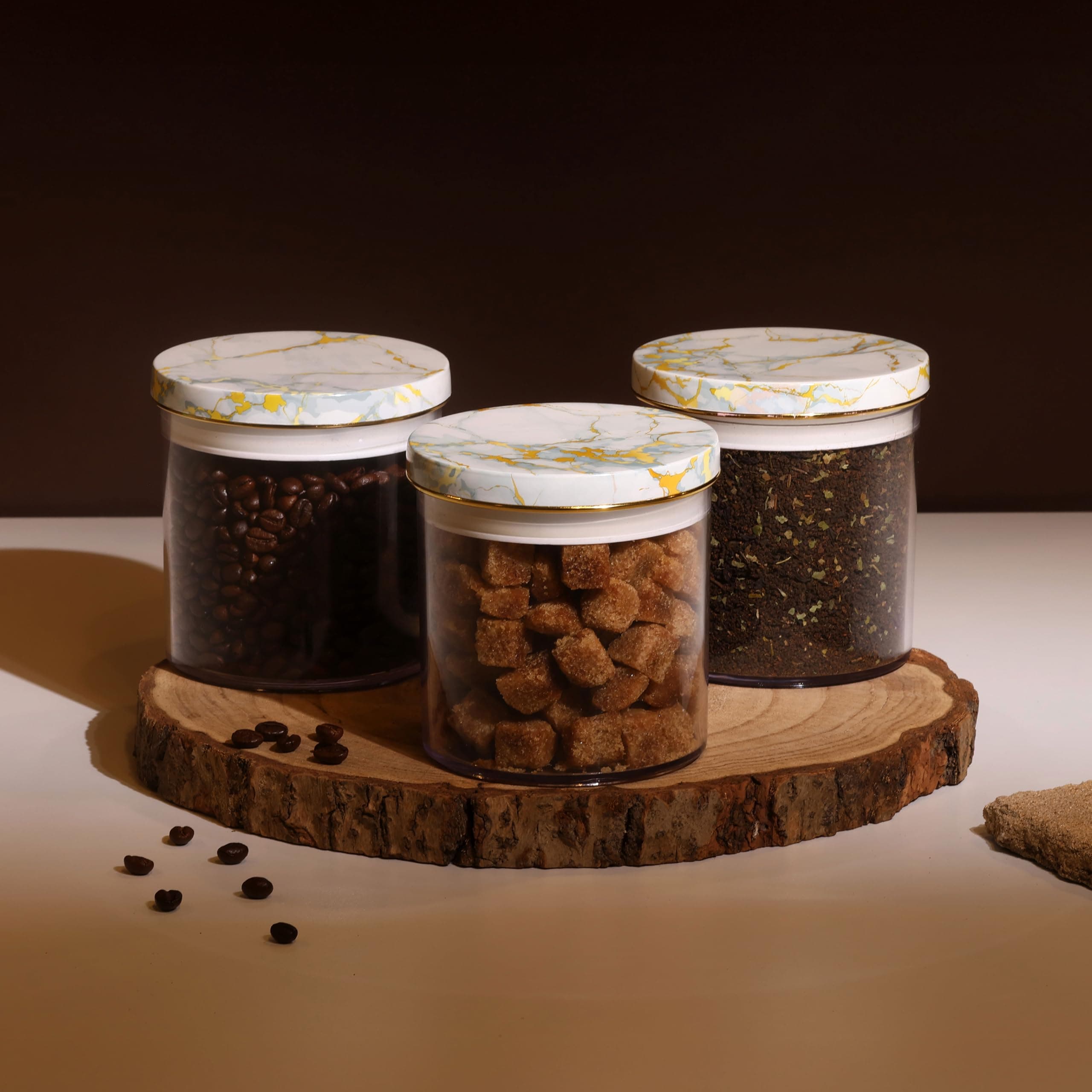 Selvel Wooden Finish Airtight Kitchen Storage Containers – Multiple Sets & Sizes (Italian, 600 ML)