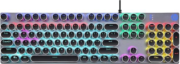 HP GK400Y Mechanical Gaming Keyboard/Light Sync Backlit/Auto-Sleep Mode/RGB Colour/Full-Size Mechanical Keyboard