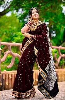 Generic Women's Traditional & Ethnic Silk Blend 5.5 MetersSambalpuri Saree with Blouse piece_SBL-PasaButy-Garnet-Wd-Black