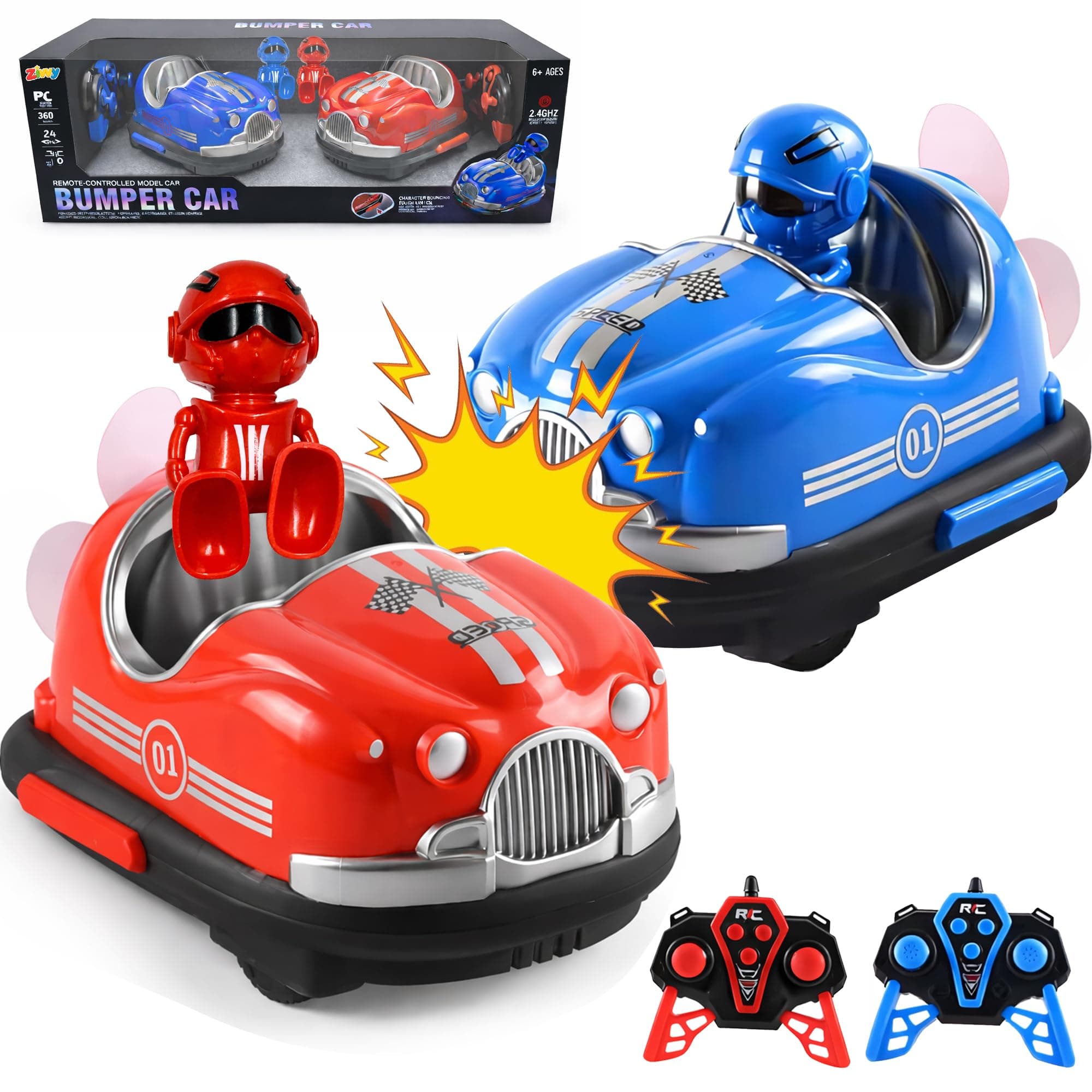 Zivvy Remote Control Bumper Car Toy for Two Players | 2.4GHz RC Bumper Car | High-Speed Racing Toy | USB Rechargeable | Fun Battle Game | Birthday Gift for Boys & Girls