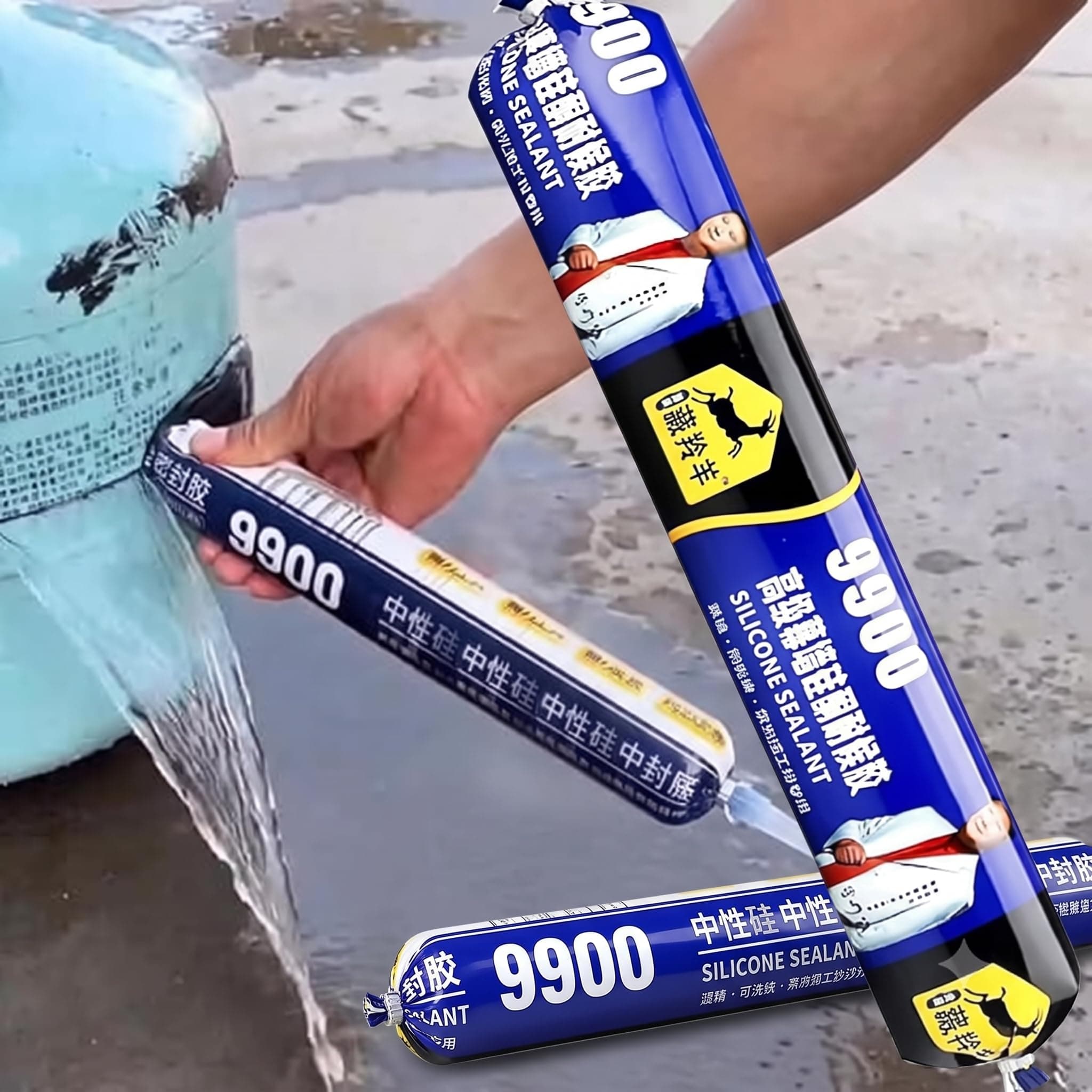 9900 Neutral Silicone Waterproof Sealant, Strong Adhesive Silicone Caulk for Indoor & Outdoor Sealing, Weatherproof Adhesive for Windows, Doors, Bathrooms, Kitchens, Glass, Metal & Concrete (1)