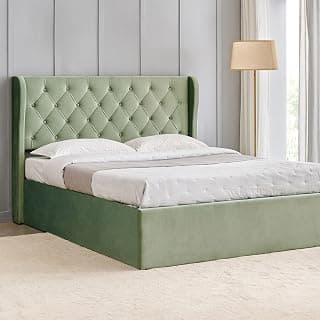Home Centre Helios - Bravo | Engineered Wood | Hydraulic Storage | Queen Beds | Green | 1 Year Warranty