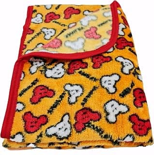 All Season Cartoon Prints Striped Border Flanno Wrapper Cum Blanket for Babies