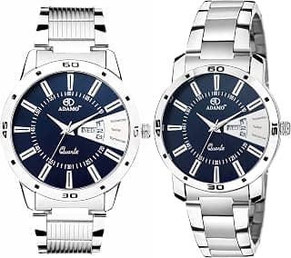 ADAMO Analogue Blue Dial Couple's Watch - 813-814Sm05
