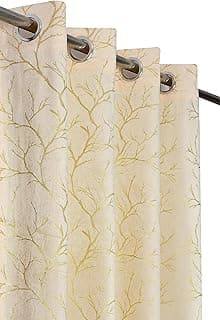 Premium Velvet Foil Blackout Curtains for Living Room & Bedroom | 7ft Long Door Parda| Light Blocking, Noise Cancelling, Designer Drapes (Set of 1 Pcs, Cream Colour) 7 feet (48 X 84 Inch)