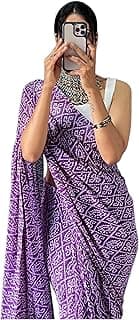 StyleScope Women's Printed Georgette Ready To Wear One Minute Saree With Unstitched Blouse Piece (RTW Paan)