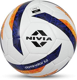 Nivia Dominator 3.0 Football, Match Ball, 32 Panels, Durable & Soft PU Leather, Butyl Fabric Wounded Bladder, FIFA Basic, to Play on Both Natural and Artificial Grass (Size - 5, Multicolor)