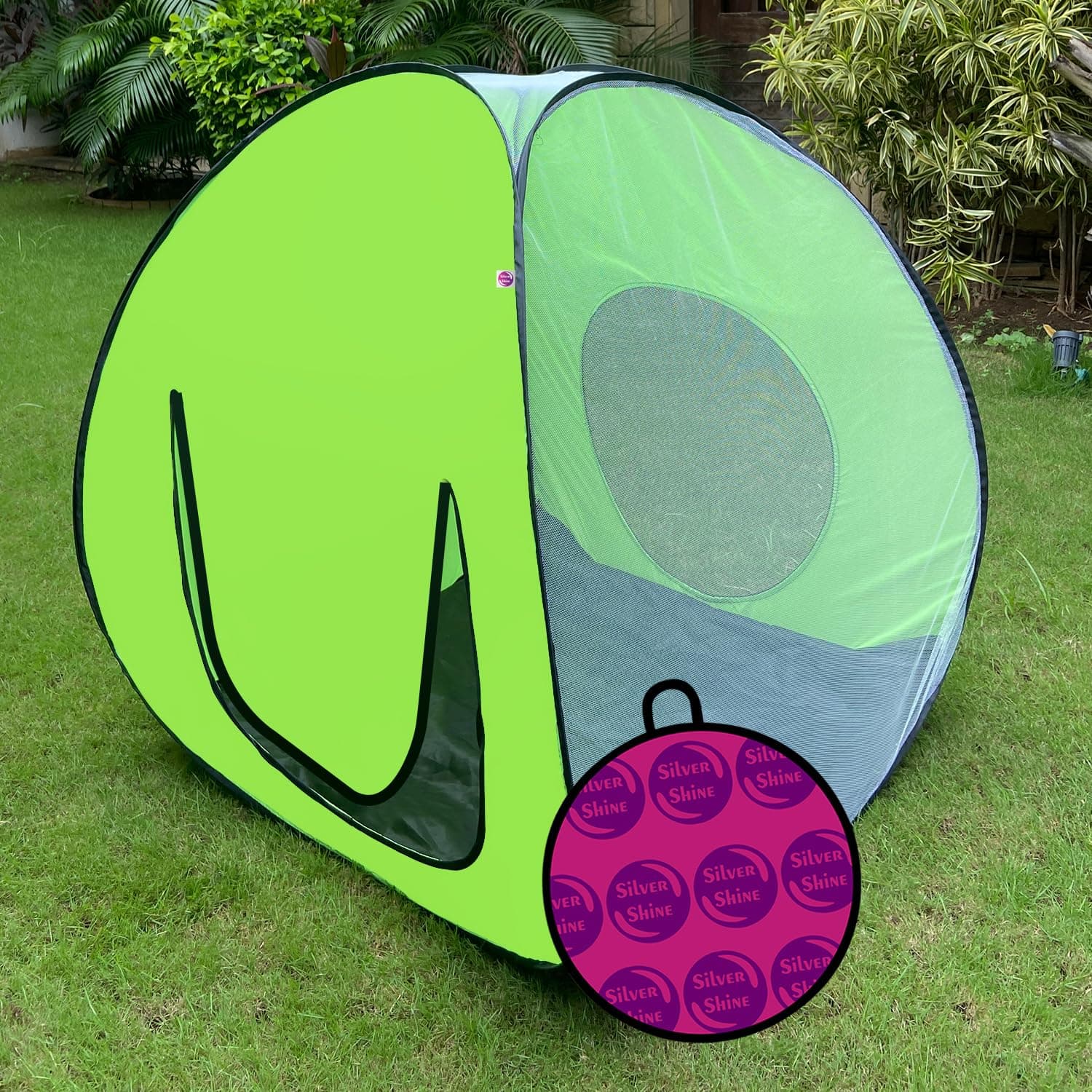 Play House Foldable One Side Round Tent House for Kids Lightweight and Portable |Foldable Tent House for Kids Activity Indoor Outdoor |Play Tent House for Multi Purpose| Play Tent House (Green-2)