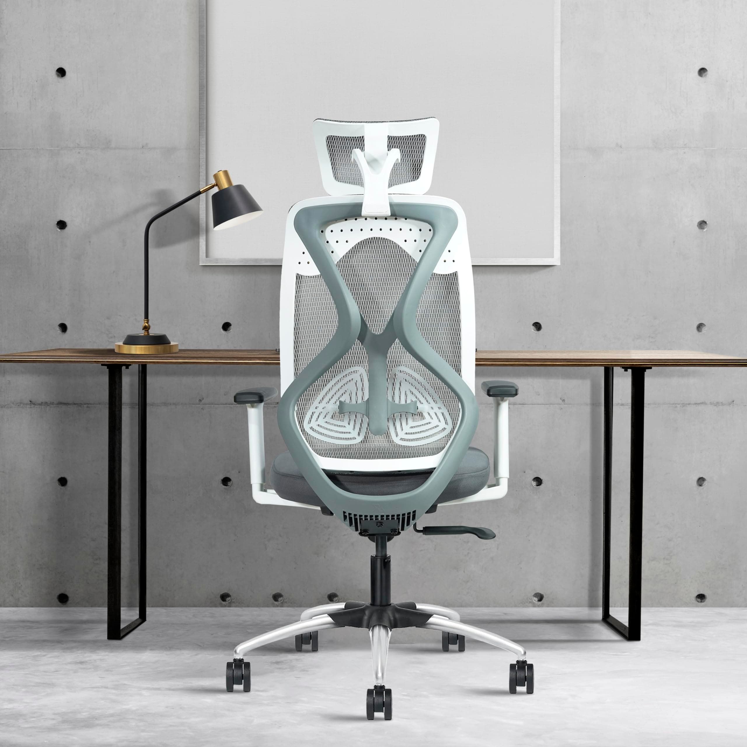 ROSE® Sydney | 3 Years Brand Warranty | High Back Ergonomic Mesh Office Chair with Adjustable Headrest & Lumbar Support | Swivel Revolving Executive Desk Chair for Home/Office Use (Grey)