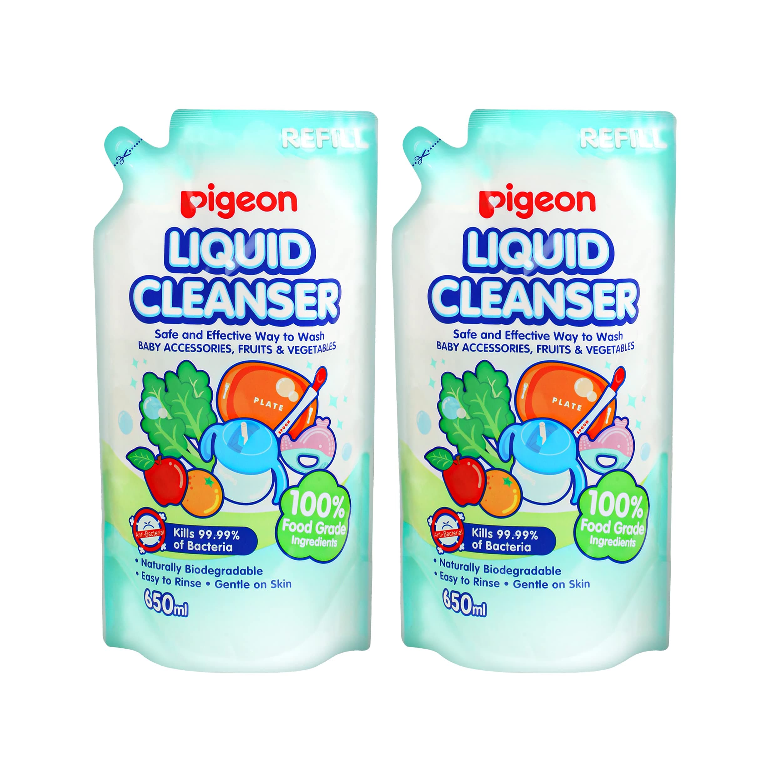 Pigeon Biodegradable Liquid Cleanser 650ml Pack of 2 Japan's No.1 Brand | Baby Bottle Cleaning Liquid | Dish Washing Liquid for Baby Accessories, Fruits & Vegetables