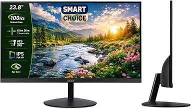 Acer SmartChoice SA242Y E 23.8 Inch Full HD IPS Monitor I 100Hz Refresh Rate I 1ms VRB I AMD FreeSync I Ultra Slim ZeroFrame Design I VisionCare I HDMI & VGA Inbox HDMI Cable I VESA Mount I Black
